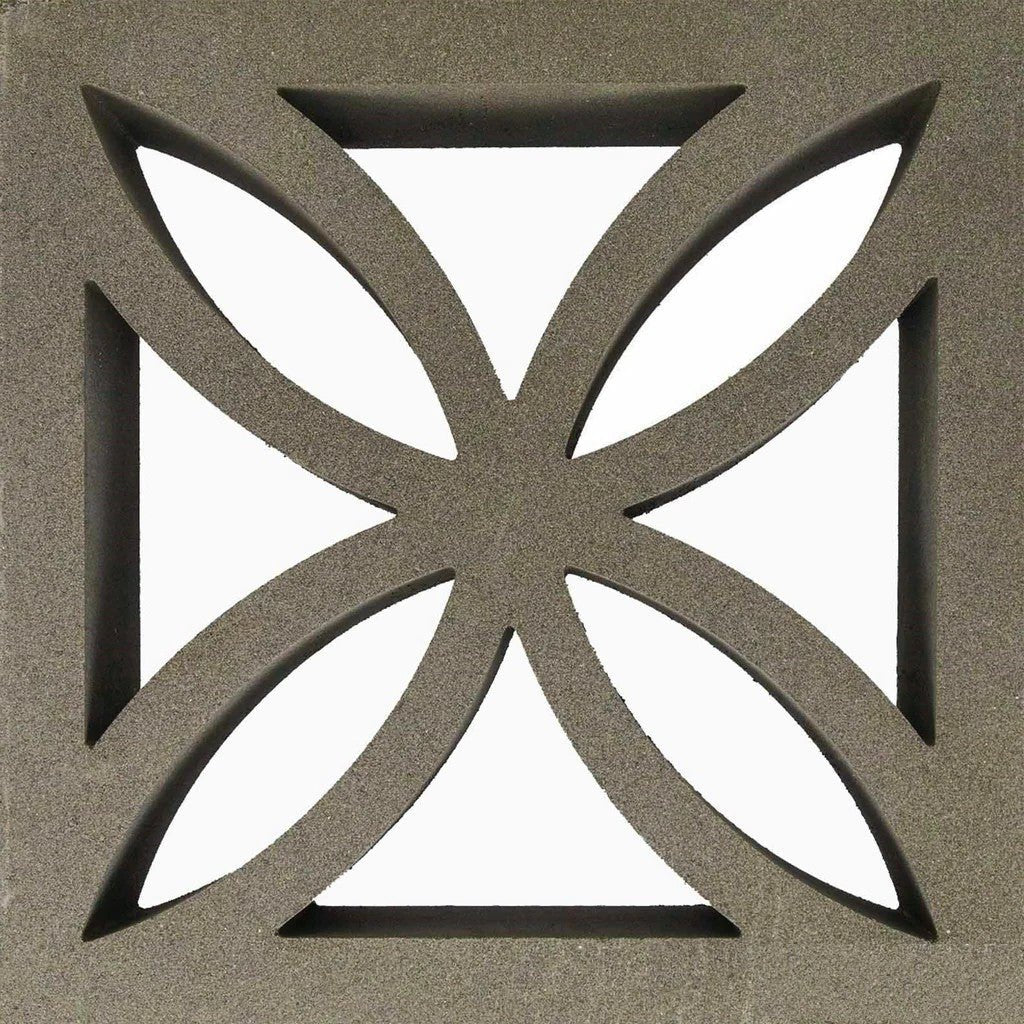 Large Grey Four Leaf Breeze Block